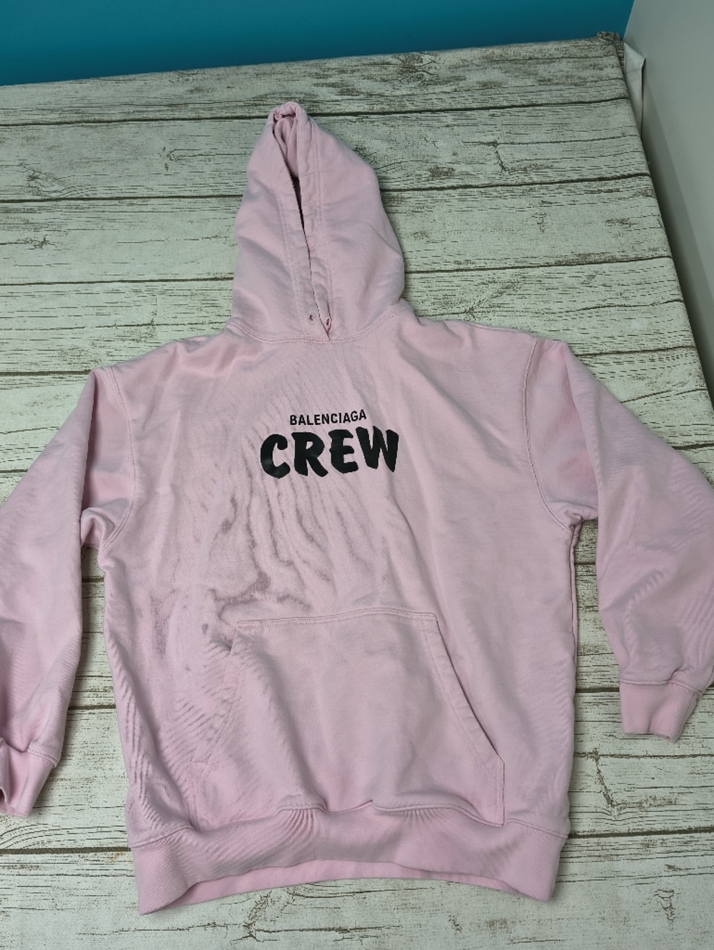 Balenciaga Crew Pink Hoodie Sweatshirt Made In France Size Medium